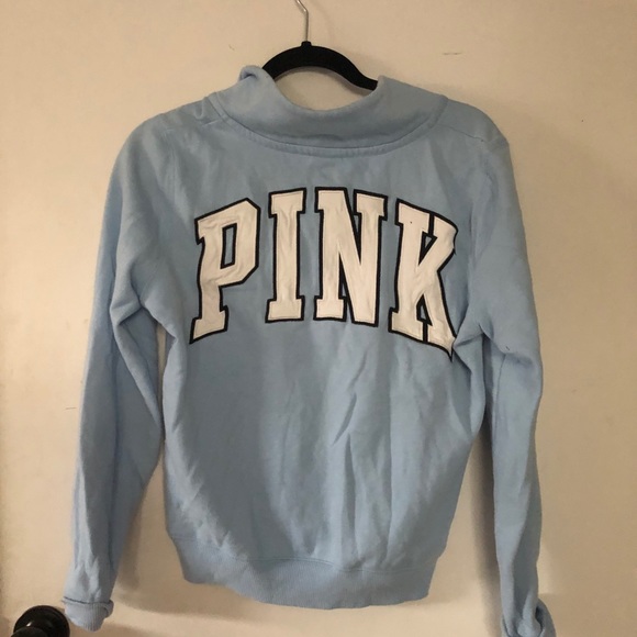 Baby Blue PINK Quarter Zip Hoodie - Picture 1 of 3